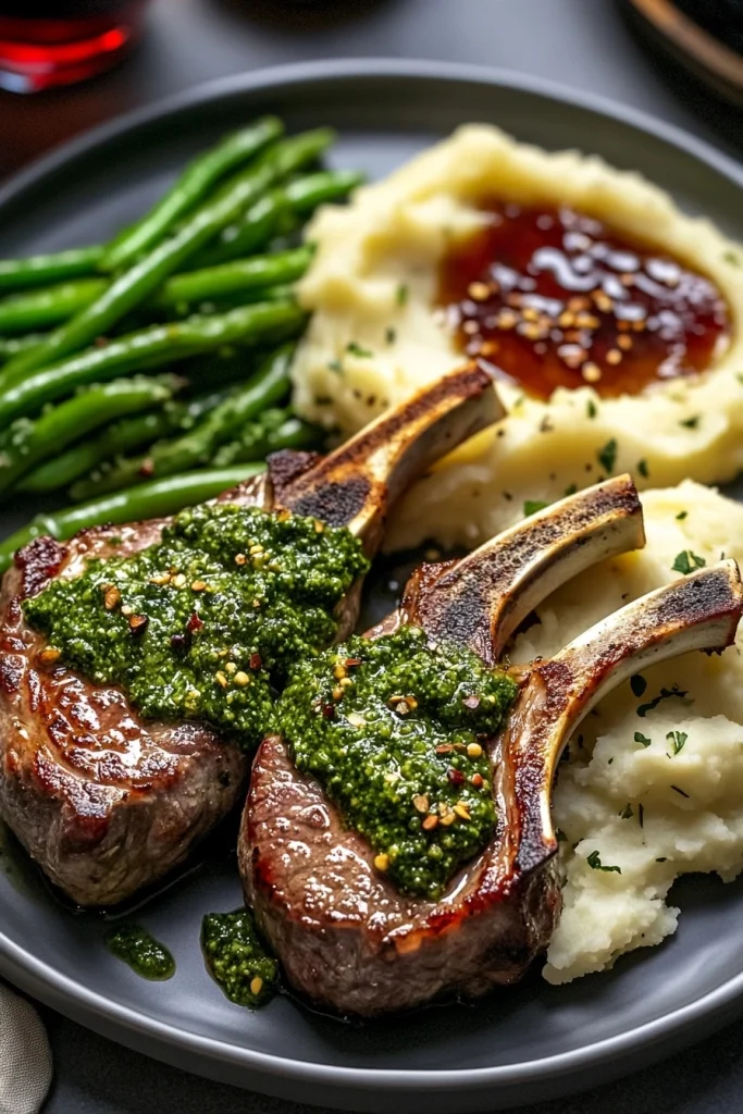 GLAZED LAMB CHOPS WITH MASHED POTATOES